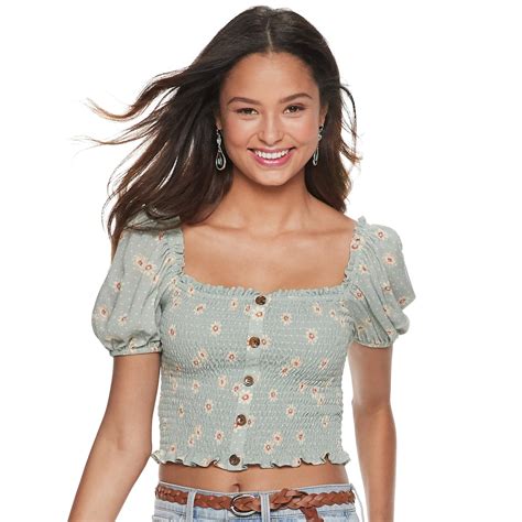 Juniors' Rewind Button Front Smocked Top | Top outfits, Casual oufits ...