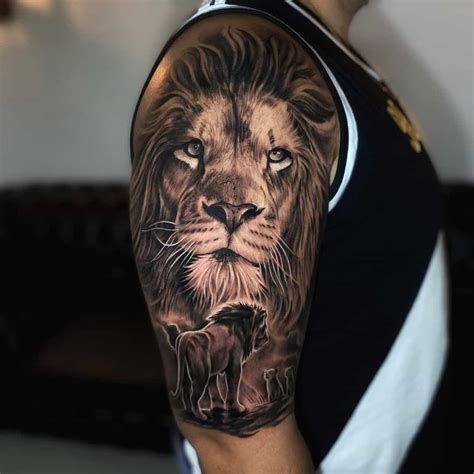 Lion Roaring Tattoo Shoulder