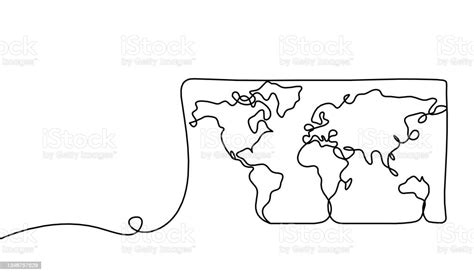 Map Of Planet Earth As Line Drawing On White As Background Stock Illustration - Download Image ...