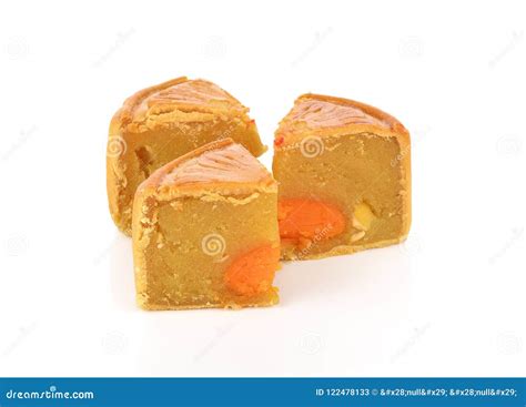 Mooncake with One Cut Up To Show Egg Yolk for the Chinese. Stock Image ...