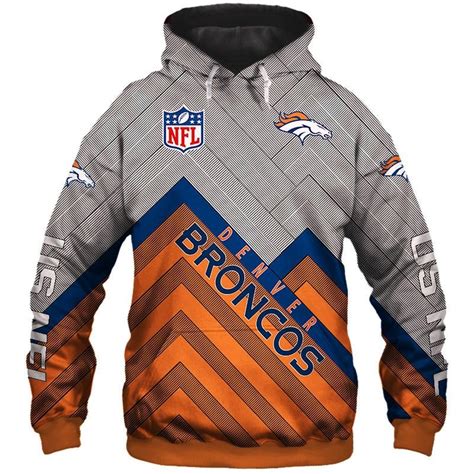 18% OFF Men's Denver Broncos Zip Up Hoodies 3D Sweatshirt Long Sleeve ...