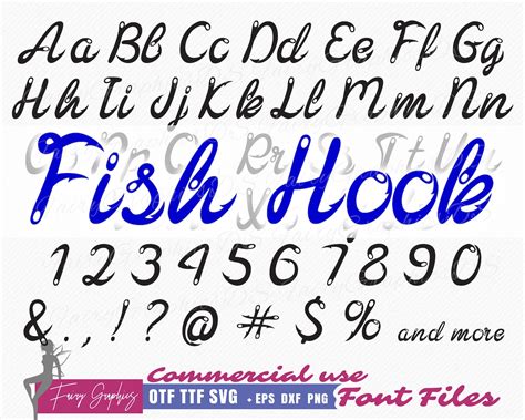 Fish Hook Fishing Font TTF OTF SVG Fish Hooks Letters | Etsy Hong Kong