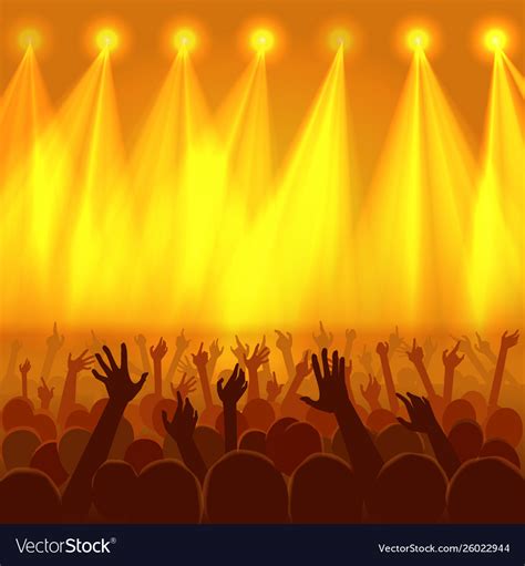 Concert crowd with raised hands silhouettes Vector Image