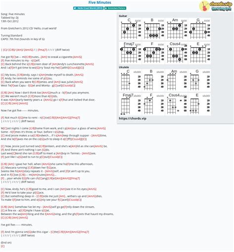 Chord: Five Minutes - tab, song lyric, sheet, guitar, ukulele | chords.vip