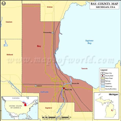 Bay County Map, Michigan