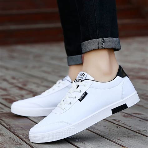 OLOMMMen Shoes 2019 New Fashion Casual Students White Board Shoes Men ...