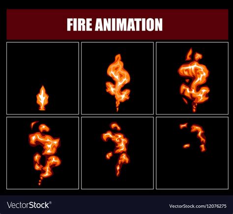 Cartoon fire flame sheet sprite animation vector set By Microvector🤗 ...