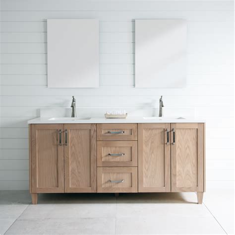 Bridgeport 72" White Oak Bathroom Vanity, Double Sink | Oak bathroom ...