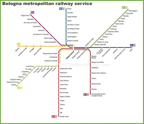 Bologna metropolitan railway service map - Ontheworldmap.com