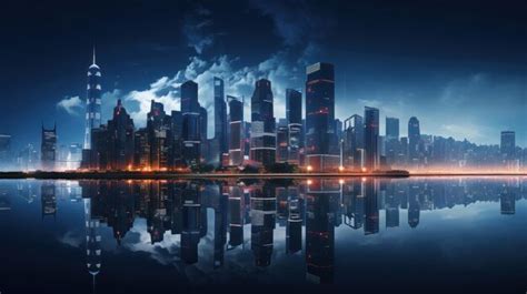 Premium AI Image | View of skyscrapers at night