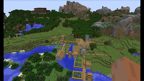 Minecraft Seed - Village, Mansion & Desert Temple near spawn - YouTube