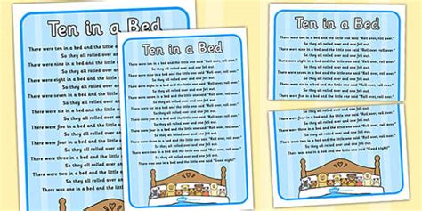 Ten in a Bed Nursery Rhyme Poster (l'enseignant a fait)