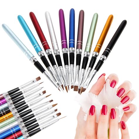 10pcs Nail Art Brush Set Tools Professional Painting Pen for False Tips UV Nail Gel Polish ...