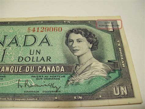 1954 Canada One $1. 00 Bill. Canadian 1954 Dollar Bill. Estate.