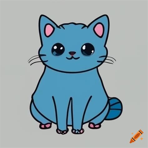 Blue 3bf8e8 cute fat kitten vector drawing on Craiyon