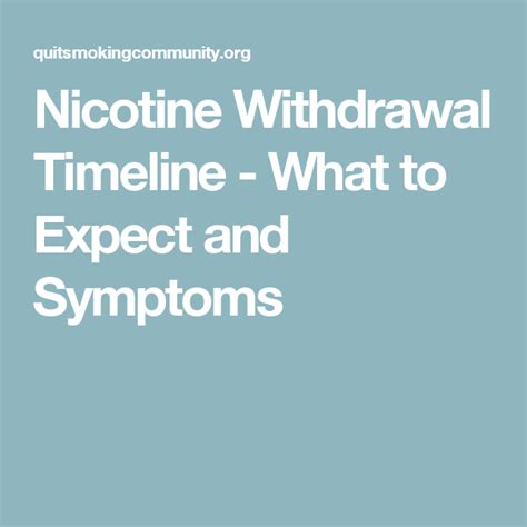 Symptoms Nicotine Withdrawal Timeline