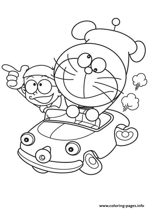 Doraemon And Nobita Driving A Car 1906 Coloring page Printable