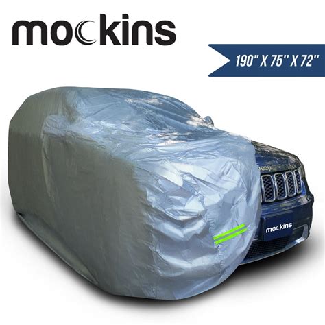 Mockins 190" x 75" x 72" Heavy Duty 190T Polyester Silver SUV Car Cover - Breathable ...