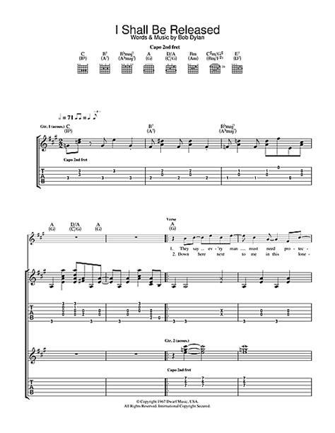 Bob Dylan 'I Shall Be Released' Sheet Music and Printable PDF Music Notes | Sheet music notes ...