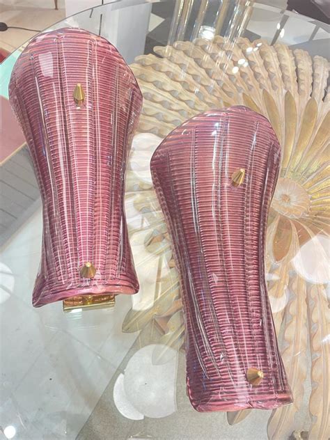 Pair of Mid-Century Modern Dark Pink Murano Glass Sconces For Sale at ...