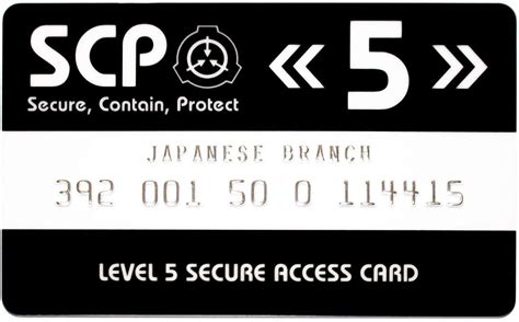 HOKUSHIN SCP Foundation Secure Access Card Level 5 | Scp, Cards, Security