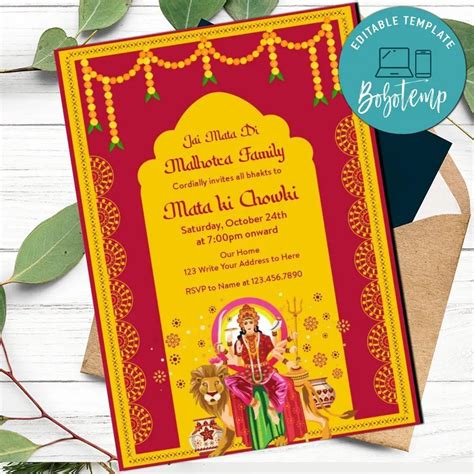 Navratri Invitation Customizable Template DIY | Bobotemp