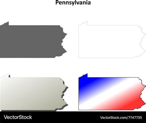 Pennsylvania outline map set Royalty Free Vector Image