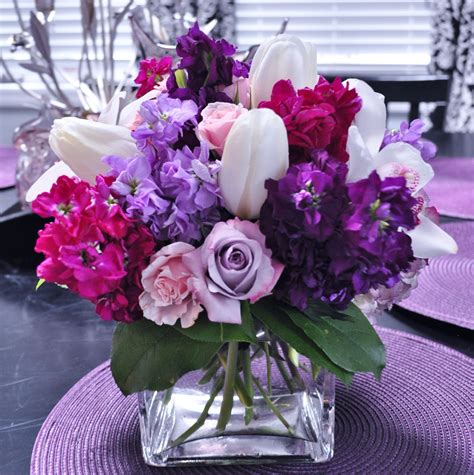 purple and pink centerpiece bellafiorinj.com | Purple flower ...