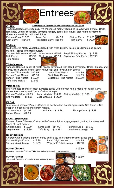 Menu | Royal Indian Cuisine - (507) 258-7500