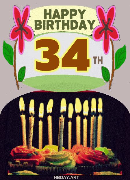 Happy 34th Birthday images cards - HBDAY.ART