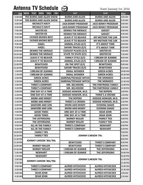 AntennaTV schedule starting January 1 | SatelliteGuys.US