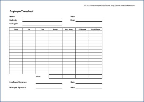 Example Of Employee Timesheet Template Spreadsheet Free For Weekly Time ...