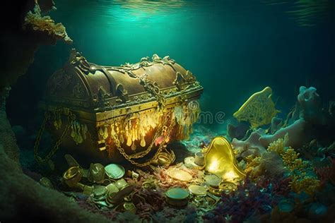 Underwater Treasure Pirate Chest Gold Stock Photos - Free & Royalty ...