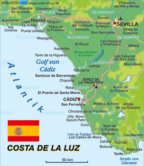 Map of Costa de la Luz (Region in Spain) | Welt-Atlas.de