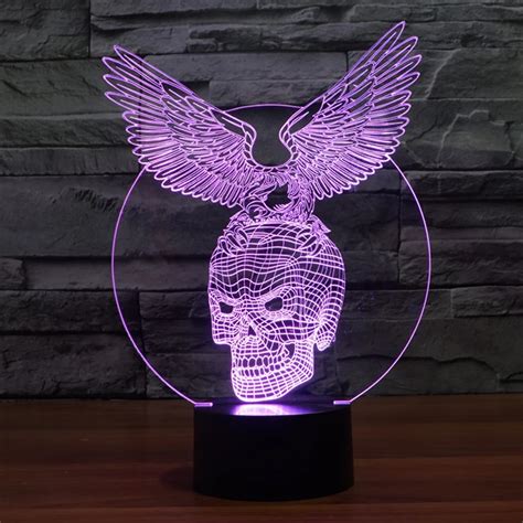 Aliexpress.com : Buy Creative 3D illusion Lamp,Acrylic 7 color changing Eagle&Skull shape LED ...