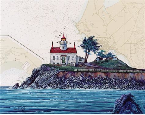 Battery Point Lighthouse, Crescent City, CA - Chart Art Prints