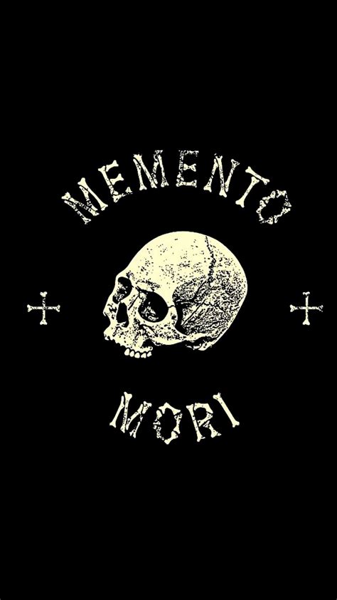 a skull with the words mementoo mori on it's back ground