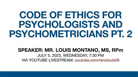 Code of Ethics for Psychologists and Psychometricians - YouTube