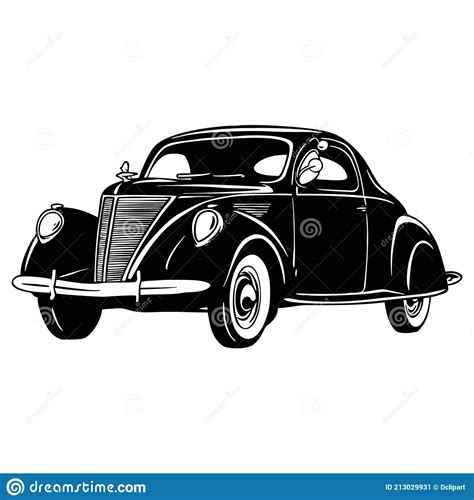 Old Classic Car, 1930 Vintage Car, Stencil, Silhouette, Vector Clip Art for Tshirt and Emblem ...