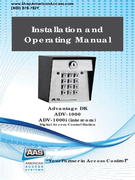 Fillable Online Advantage DK Digital Keypad with Intercom (Post Mount) Fax Email Print - pdfFiller