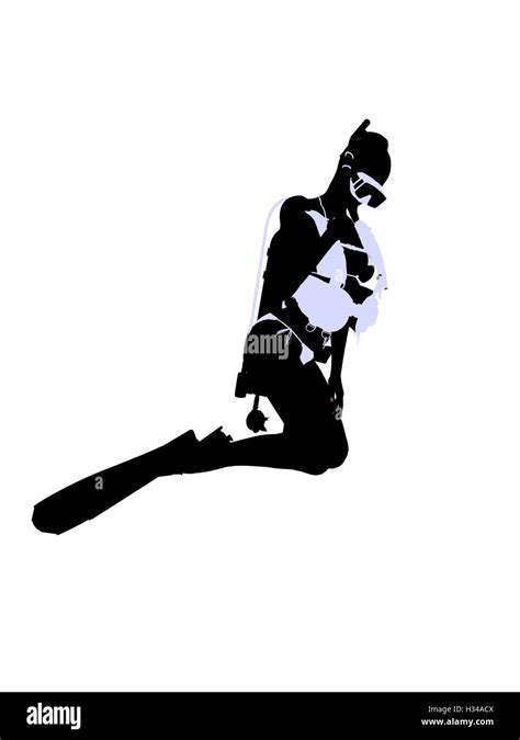 Female Scuba Diver Illustration Silhouette Stock Photo - Alamy