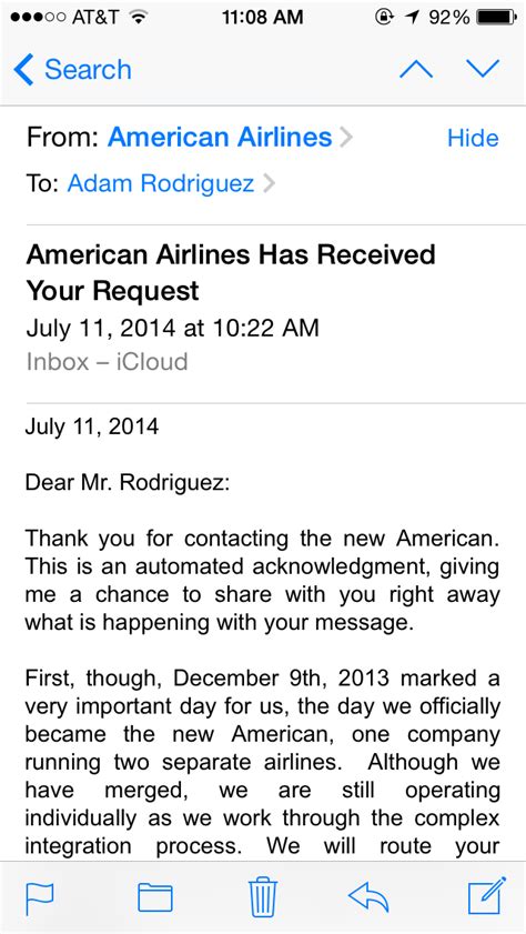 American Airlines Customer Service - Quick Response - The Winglet