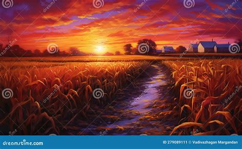 Corn field stock illustration. Illustration of perfection - 279089111