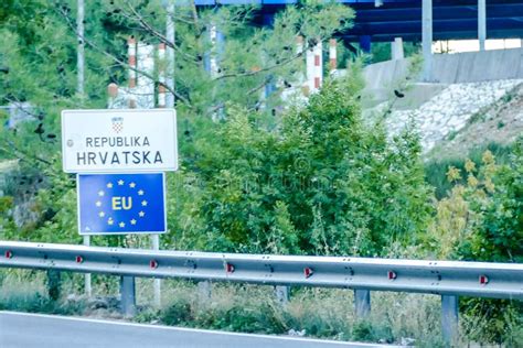 Road Sign Border, between Montenegro and Croatia Border Stock Photo ...