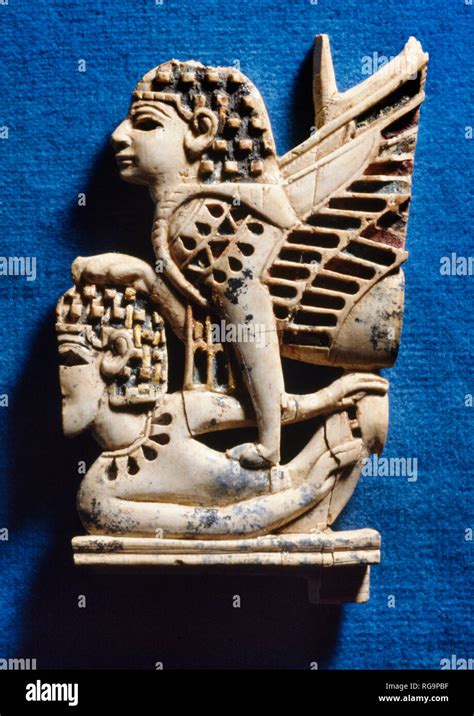 Sphinx subdues youth: Nimrud Ivory from Room SW12 Fort Shalmaneser ...