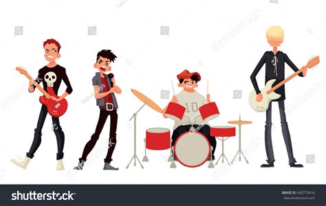 Rock Band Cartoon Style Vector Illustration Stock Vector (Royalty Free ...