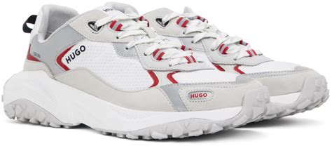 Hugo White Paneled Sneakers Hugo Boss