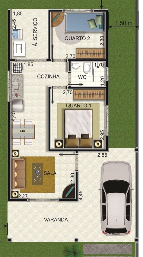 Resultado de imagen para planta de casas 80m2 com garagem | Home design ...