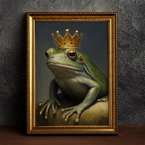 Vintage Frog King Poster, Art Poster Print, Home Decor, Animal Lover Gift, Classic Toad Art - Etsy