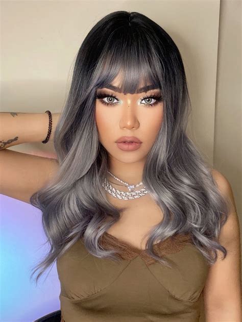 Lace Front Ombre Long Curly Synthetic Wig With Bangs in 2022 | Wigs, Wigs with bangs, Long wigs